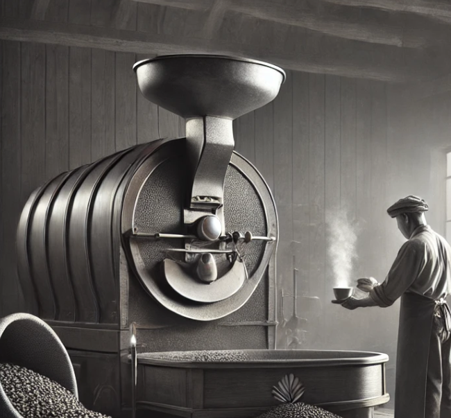 An illustration of a coffee maker honoring a vintage coffe machine